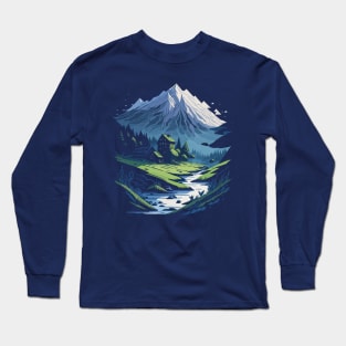 mountains, river and forest Long Sleeve T-Shirt